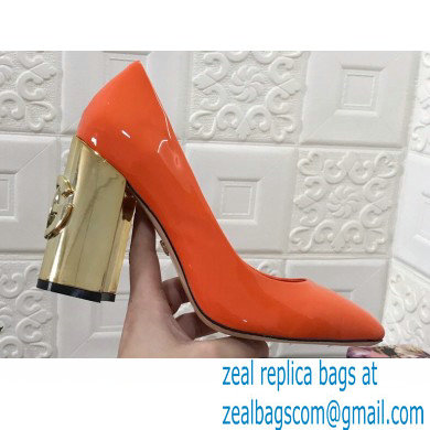 Dolce  &  Gabbana Heel 10.5cm Patent Leather Pumps Orange with DG Karol Heel 2021